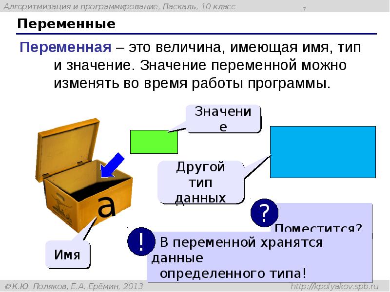 Переменная (программирование). Переменные в программировании. Сообщение" программирование роботов" 6 класс распечатать.