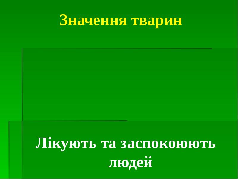 Значення тварин Лікують та заспокоюють людей