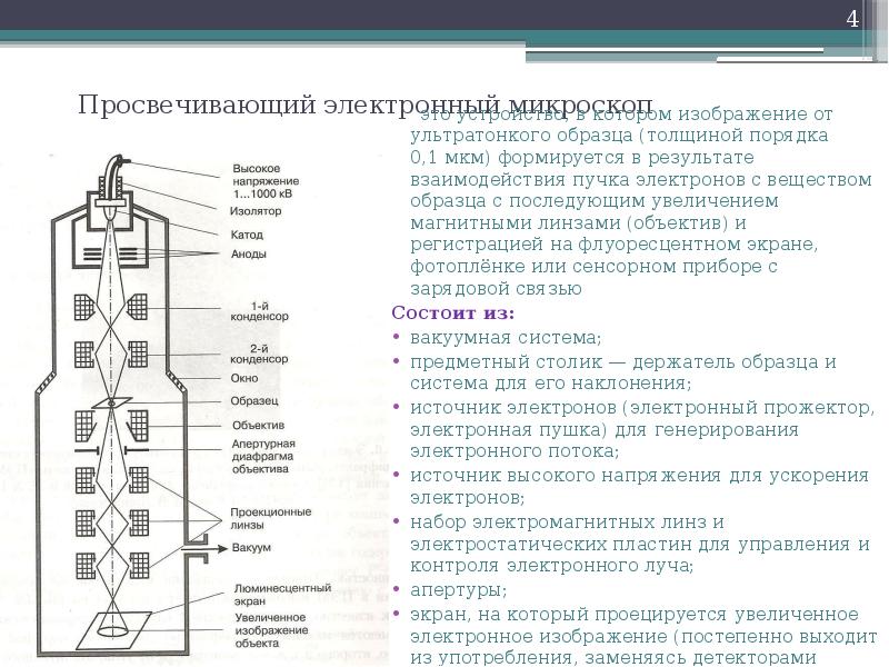 Просвечивающая электронная микроскопия. Вакуумная система просвечивающего микроскопа. Конструкция просвечивающего электронного микроскопа. Метод просвечивающей электронной микроскопии. Схема работы просвечивающего электронного микроскопа.