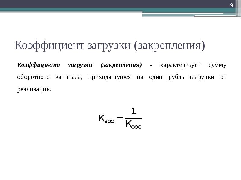 Коэффициент загрузки оборотных средств в обороте