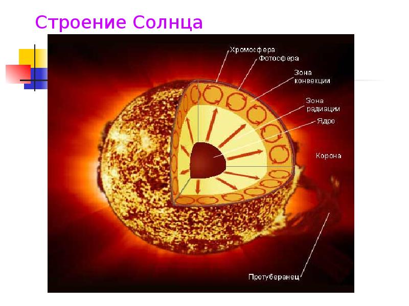 Перед вами строение солнца какой цифрой на картинке обозначен протуберанец