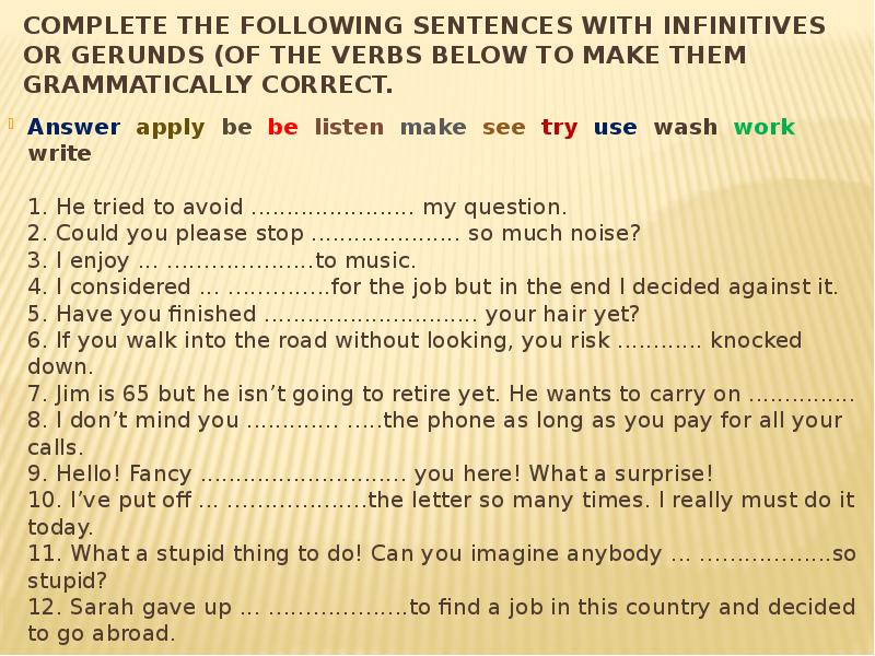 Gerund and infinitive презентация