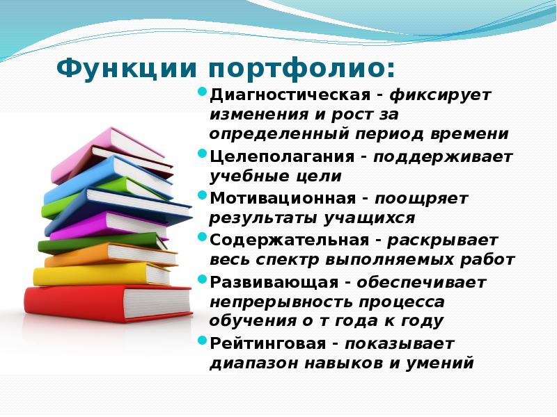 Функции портфолио. Функции технологии портфолио. Технология портфолио презентация. Воспитательная функция портфолио.