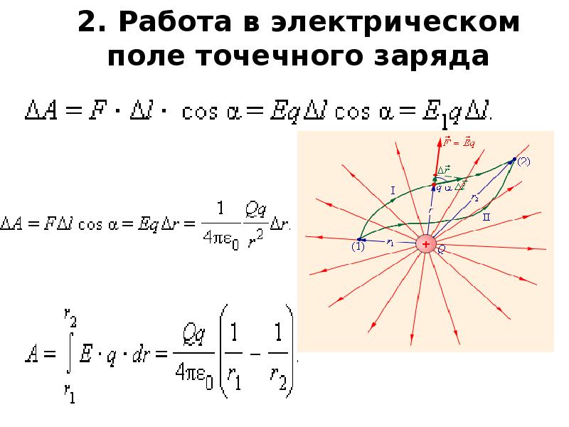 Поле точечного. Работа кулоновской силы в поле точечного заряда. Электрического поля положительного точечного заряда. Электростатическое поле точечного заряда. Работа электрического поля.