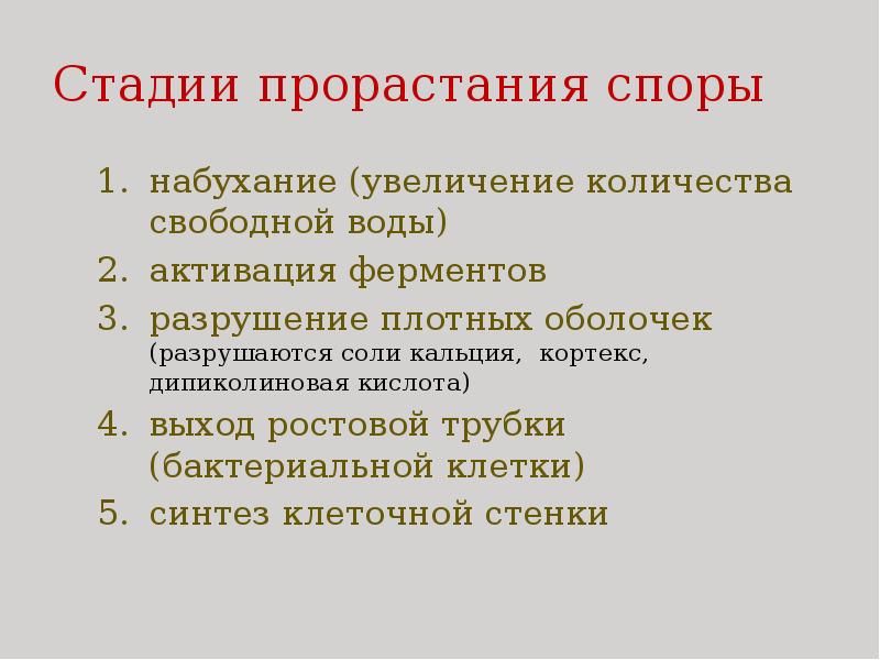 Условия прорастания спор