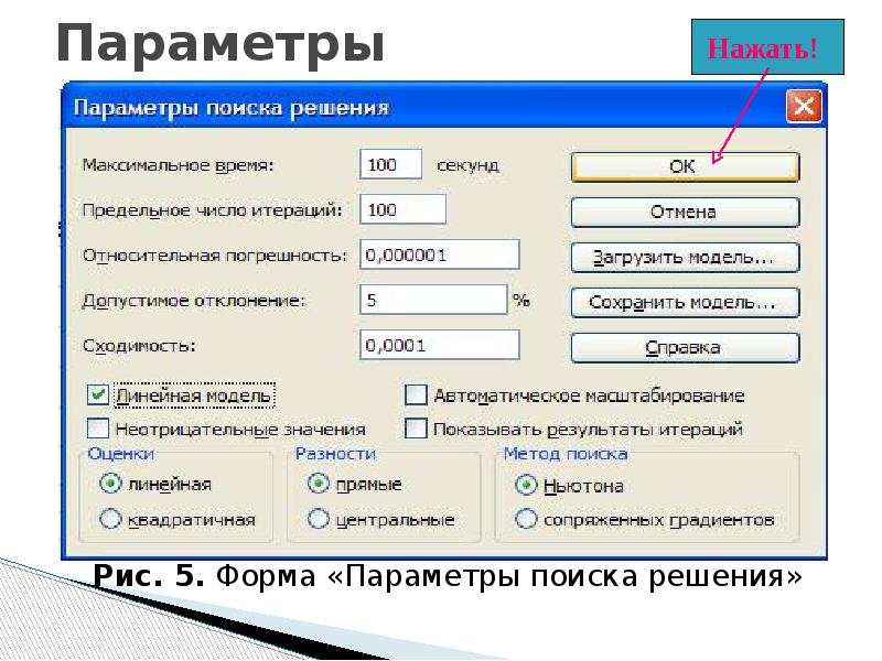 Параметры презентации это