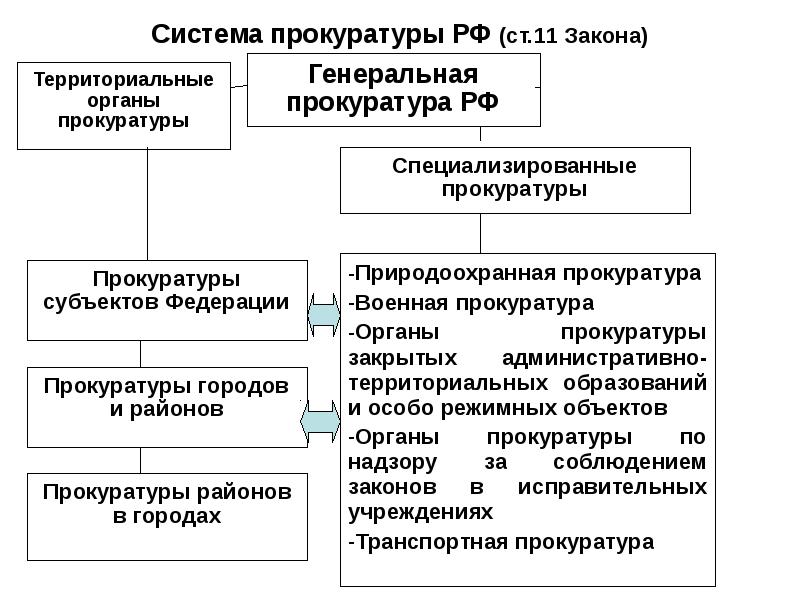 Система прокуратуры. Система и структура органов прокуратуры РФ.