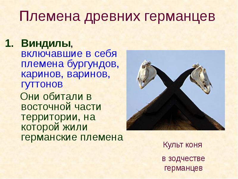 Племена древних германцев Виндилы, включавшие в себя племена бургундов, каринов, варинов,