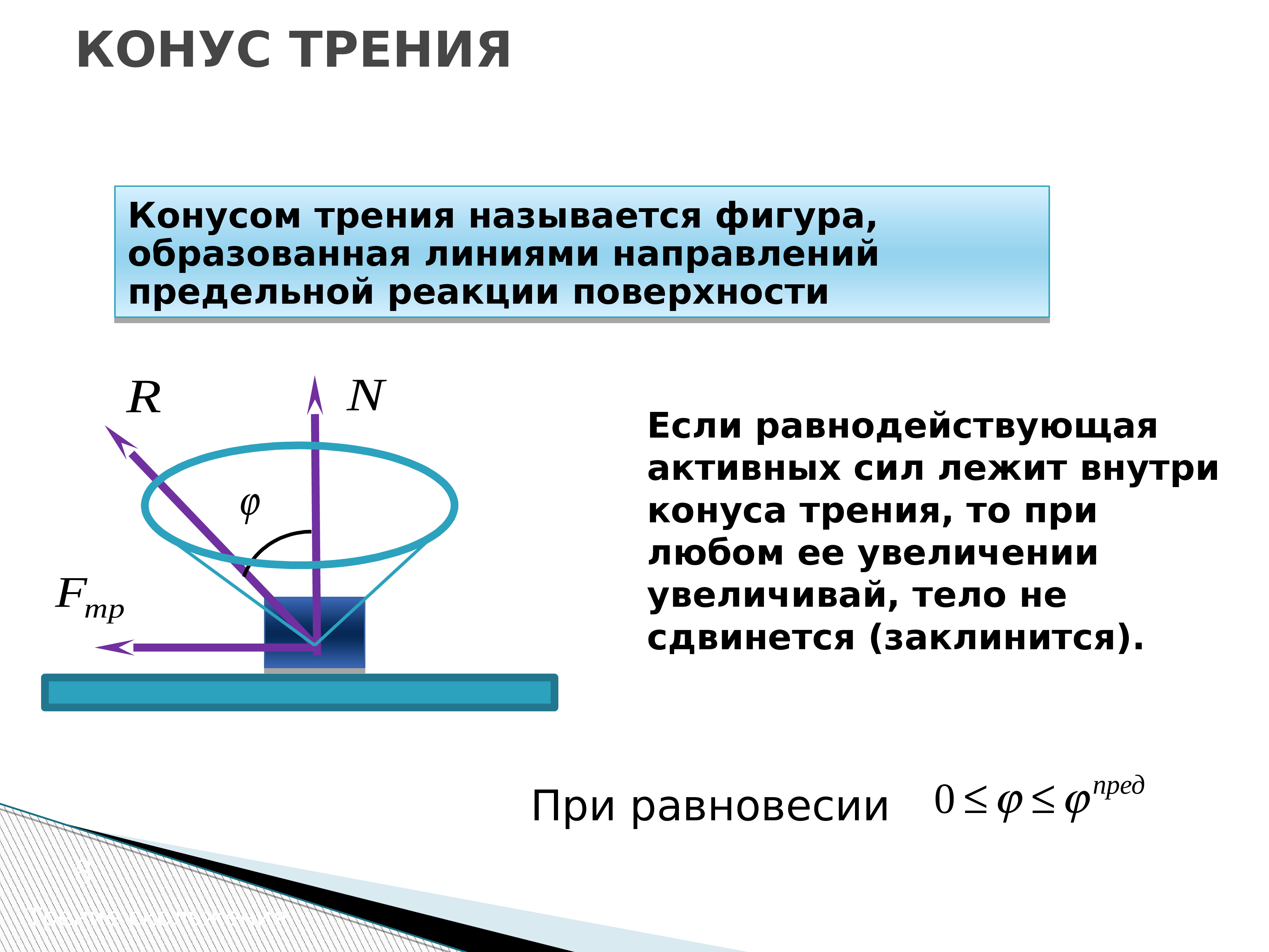 Равновесие при наличии трения