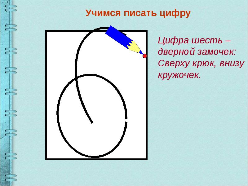 Как пишется цифра 3. Правильное написание цифры 6. Учимся писать цифру 6 1 класс. Алгоритм написания цифры 6. Цифра 6 презентация для дошкольников.