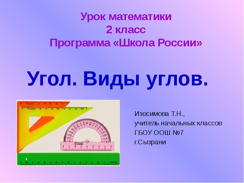 Виды углов презентация