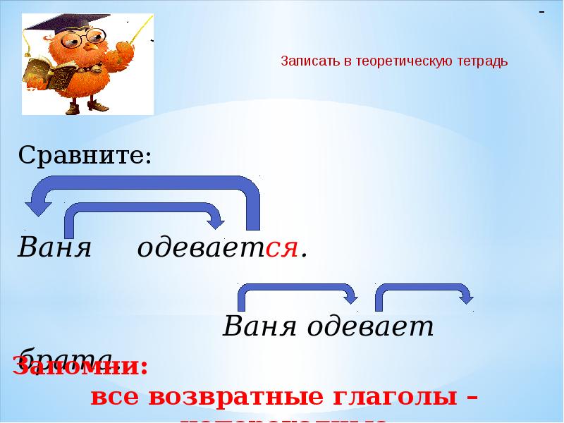 Презентация возвратные и невозвратные глаголы 5 класс презентация