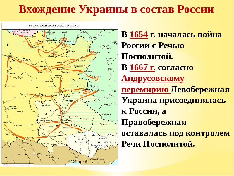 Вхождение украины в состав россии карта 7 класс