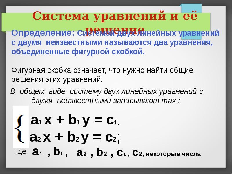 Системы линейных уравнений с двумя переменными 6 класс презентация