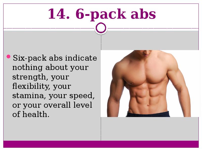 14. 6-pack abs  Six-pack abs indicate nothing about your strength,
