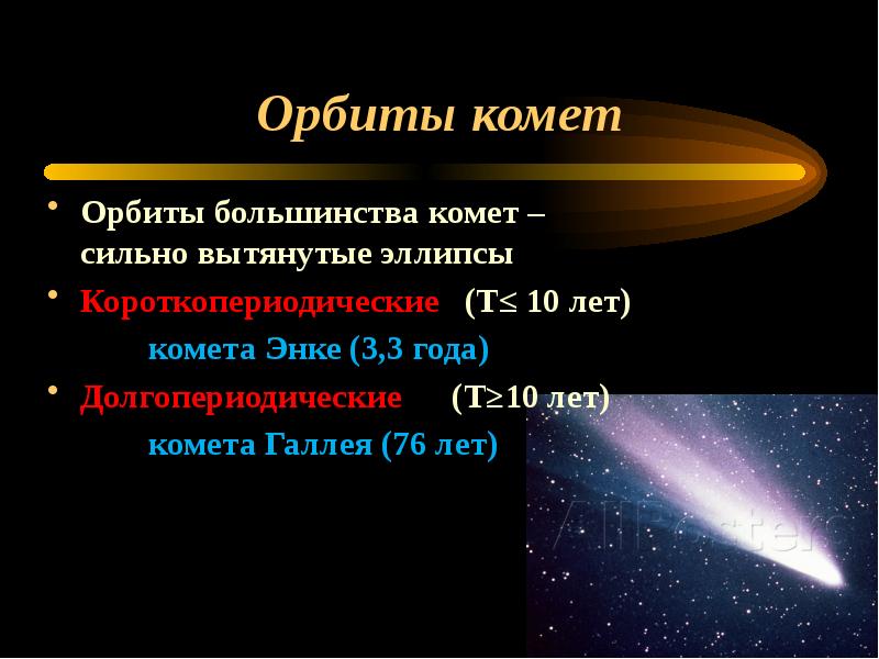 Сильно вытянутая орбита. Орбиты комет. Орбита кометы характеристика. Короткопериодические кометы.