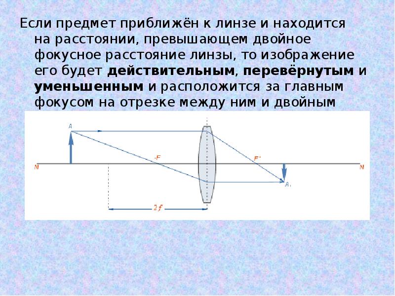 Предмет находится на расстоянии от линзы