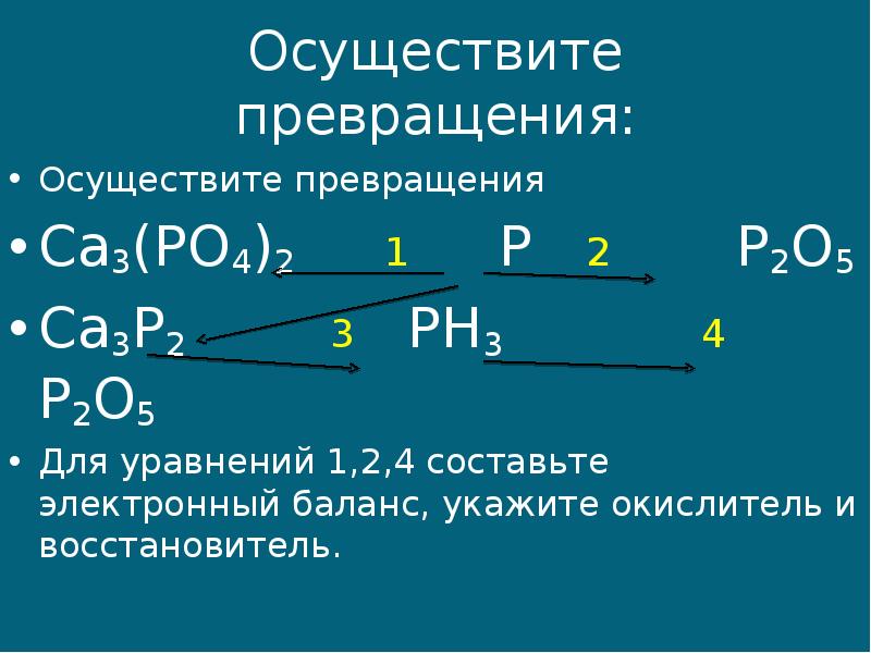 Осуществите схему превращений p p2o5 h3po4 na3po4