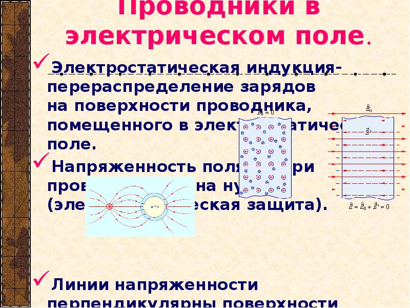 В проводнике помещенном в электрическое поле