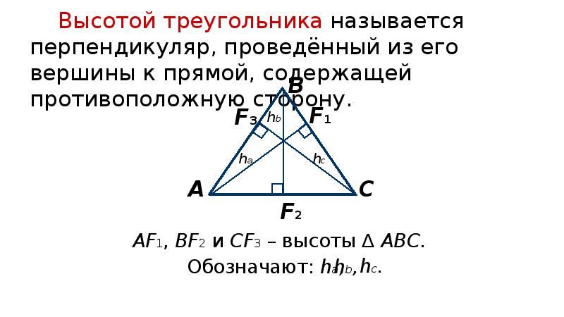 Что показывает высота в треугольнике