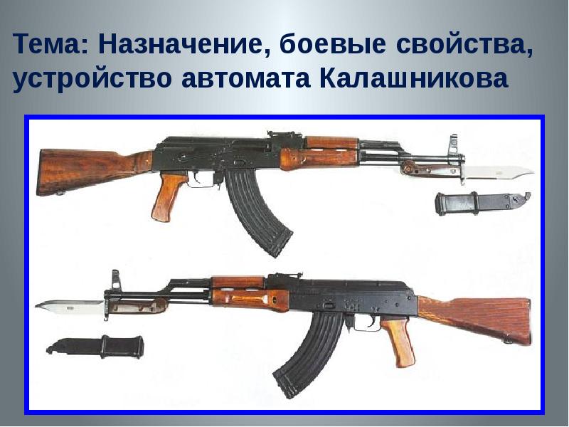 Тема назначение. С какого автомата Калашников скопировал свой автомат. На скольких странах изображен автомат Калашникова.