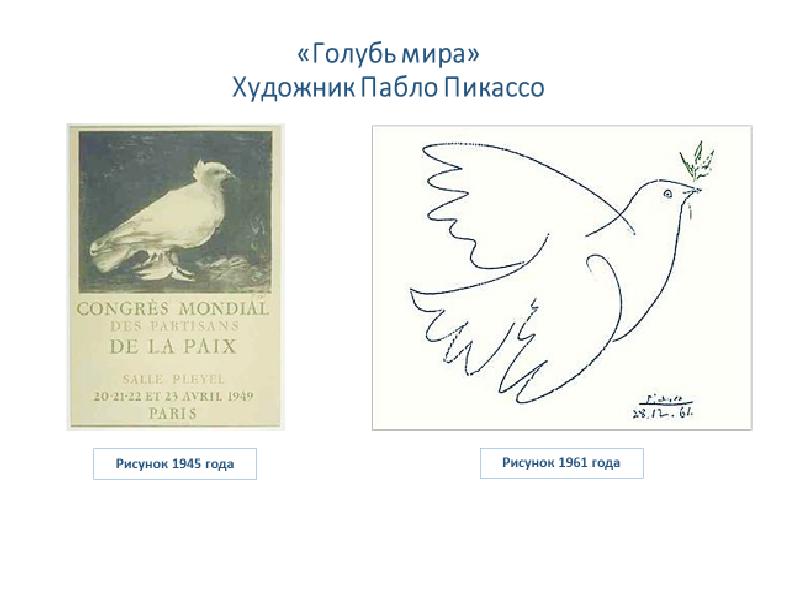 Кто является автором всемирно известного рисунка символа голубь мира