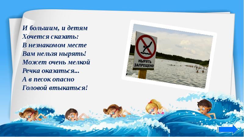 Безопасность на воде во время летних каникул презентация