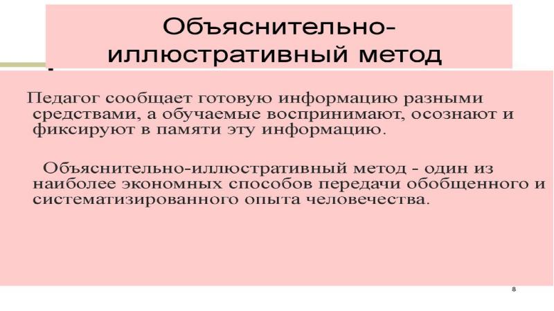 Объяснительно иллюстративный вид обучения презентация