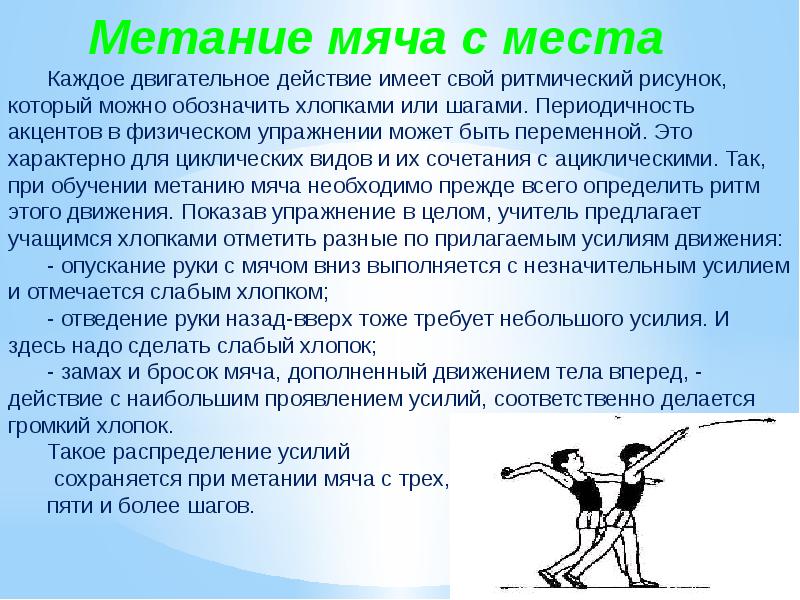 Техника метания мяча презентация