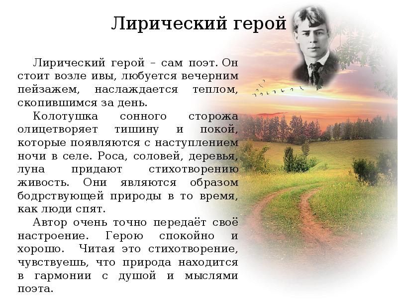 Характеристика лирического героя