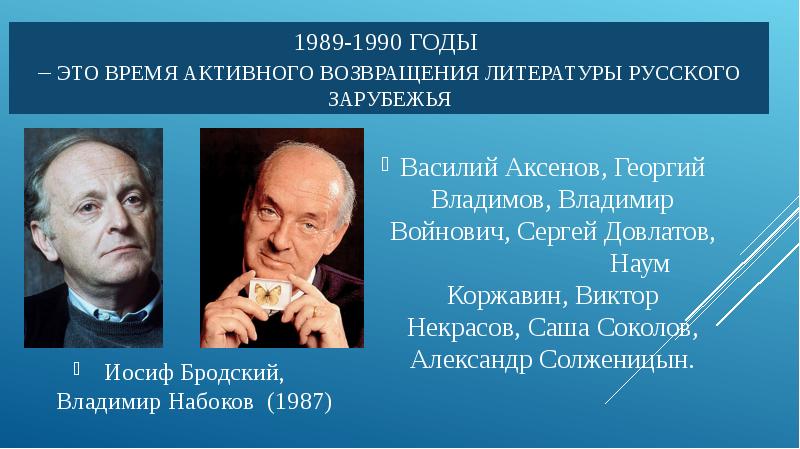 Литература в 90 е годы в россии презентация