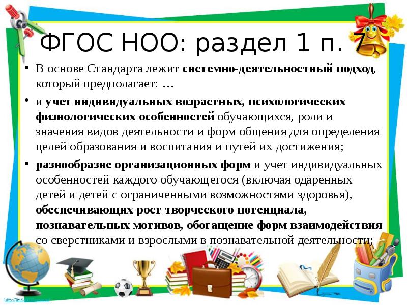 Разделы ноо