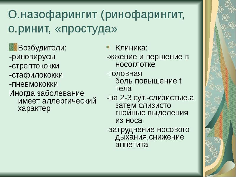 Острый назофарингит это. Ринит возбудитель заболевания. Назофарингит возбудитель. Назофарингит этиология.