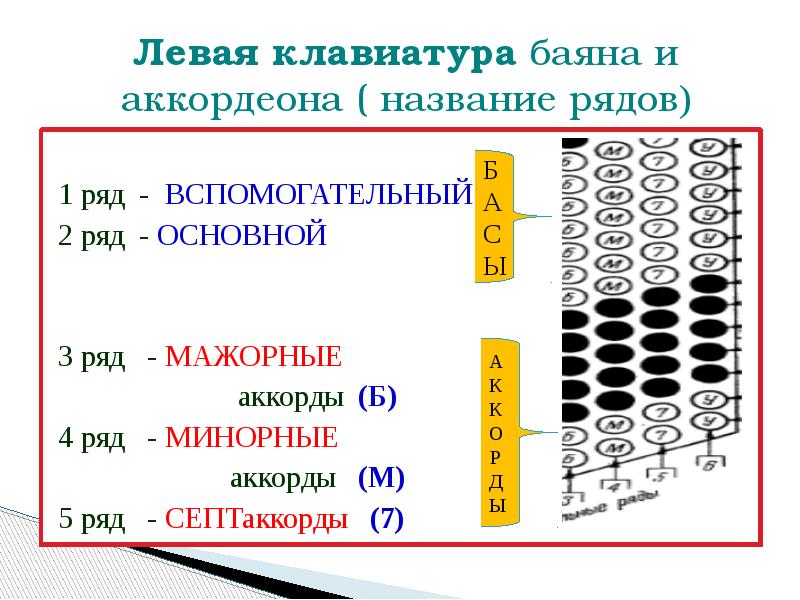 Левая рука аккордеона схема