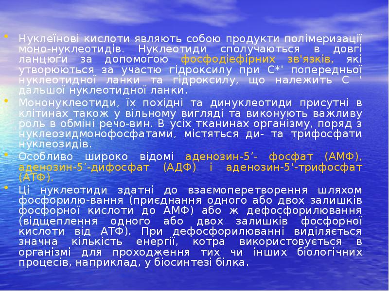 Нуклеїнові кислоти являють собою продукти полімеризації моно-нуклеотидів. Нуклеотиди сполучаються в довгі Нуклеїнові кислоти являють собою продукти полімеризації моно-нуклеотидів. Нуклеотиди сполучаються в довгі