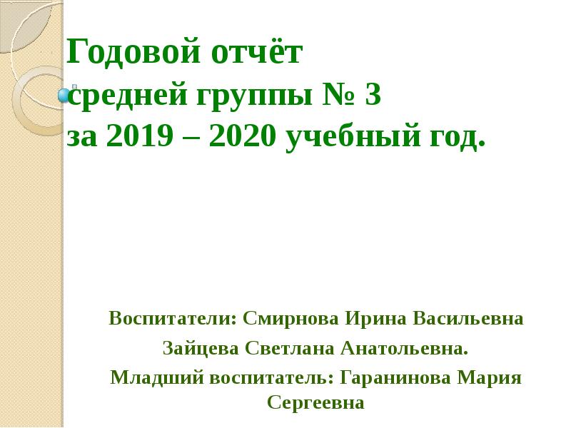 Презентация годовой отчет воспитателя средней группы