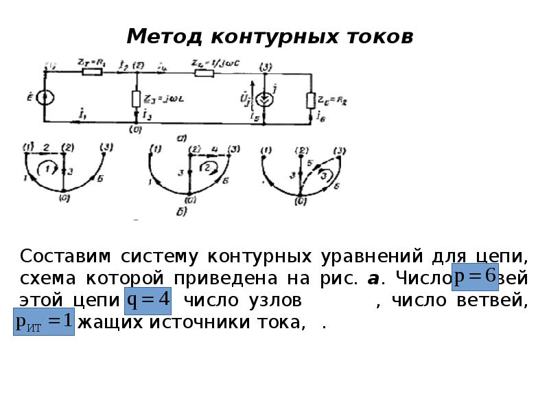 Метод контурных токов. Уравнения электрического равновесия цепи. Метод контурных уравнений. Метод контурных узлов.