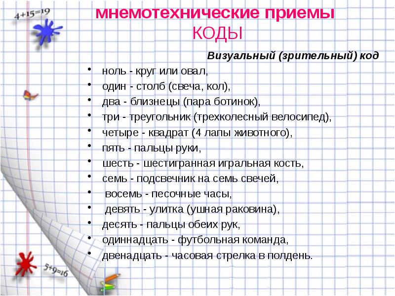 Мнемотехнические приемы запоминания презентация