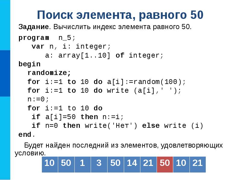 Массив целых чисел. Одномерные массивы целых чисел.