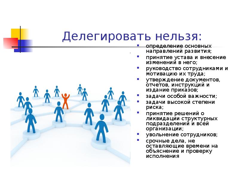 Делегировать нельзя: определение основных направлений развития; принятие устава и внесение изменений