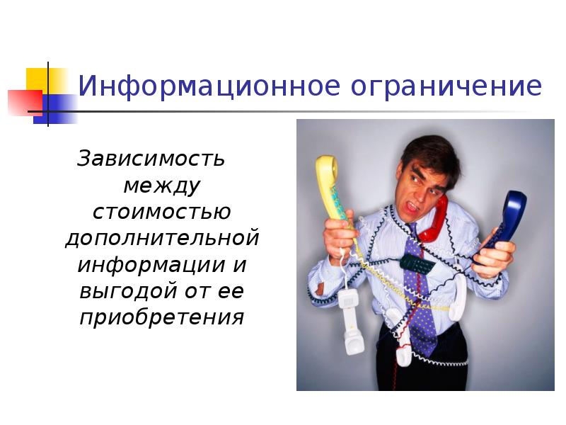 Информационное ограничение Зависимость между стоимостью дополнительной информации и выгодой от ее