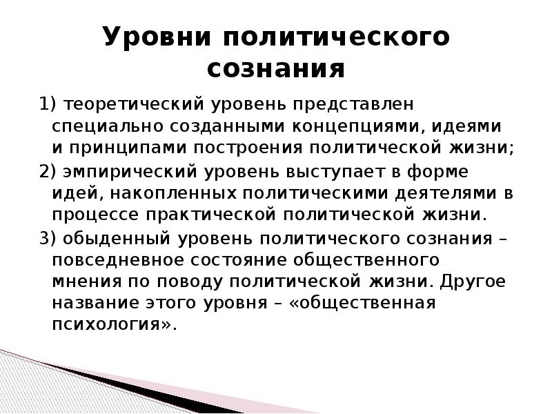 Политическое сознание и политическая идеология презентация