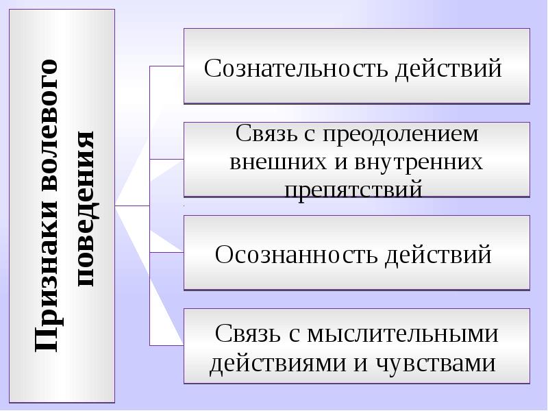 Связь действие. Сознательность действий. Внутренние и внешние препятствия воли. Признаки волевого действия. Признаки воли сознательность действий.