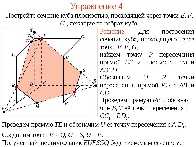 Как рисовать сечение в кубе