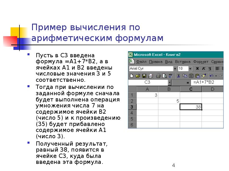 Формула для электронной таблицы