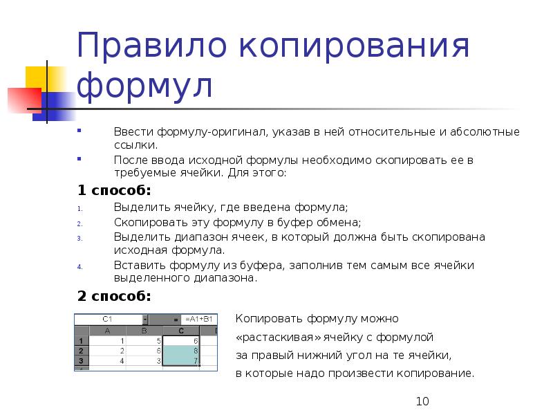 Формула в презентации