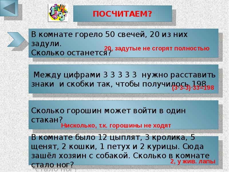 В комнате горело 50 свечей 20