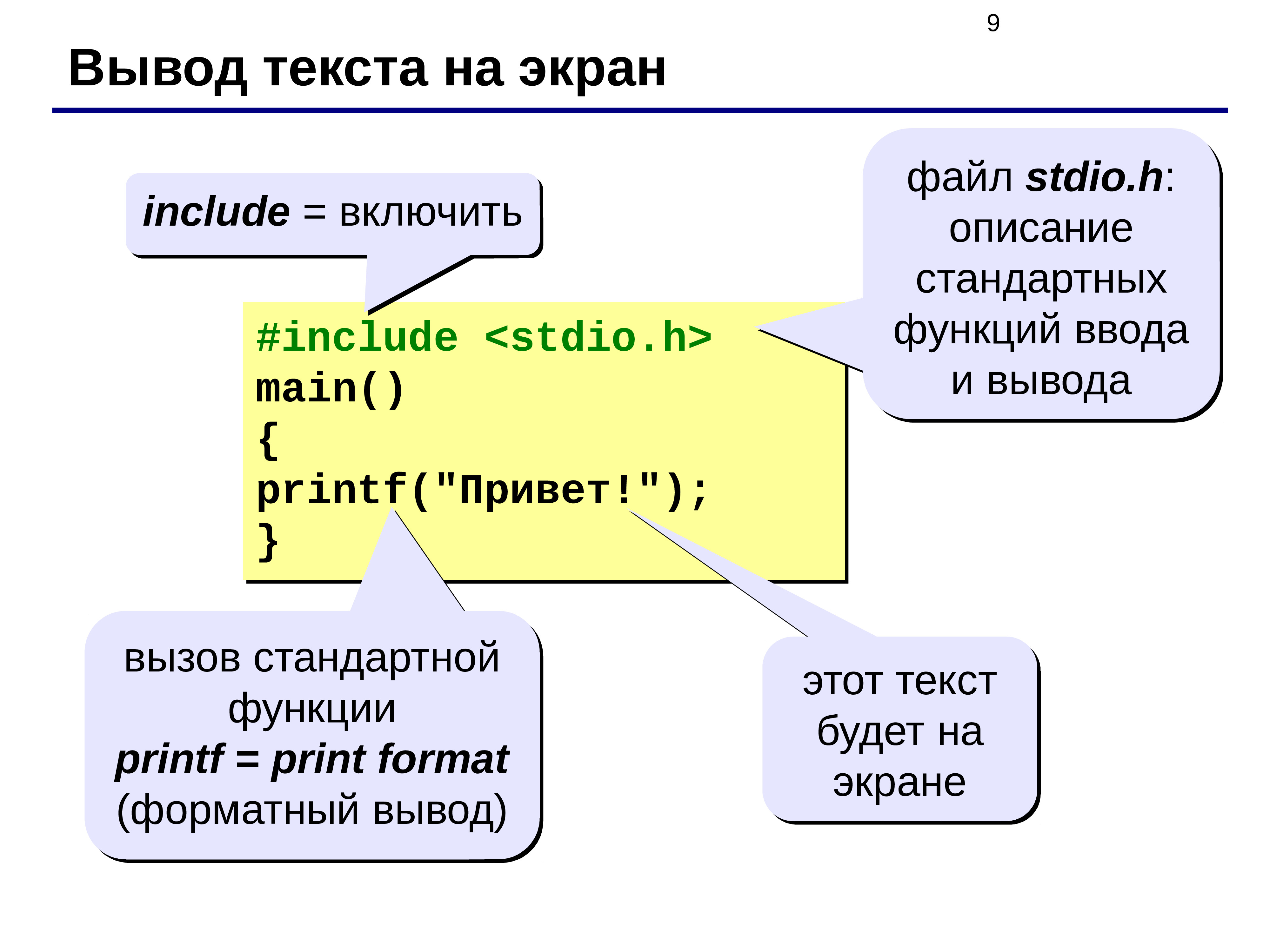 Выведешь 9. Вывод текста. Вывод текста на экран. Ввод и вывод текстовых файлов. Вывод текста в си.