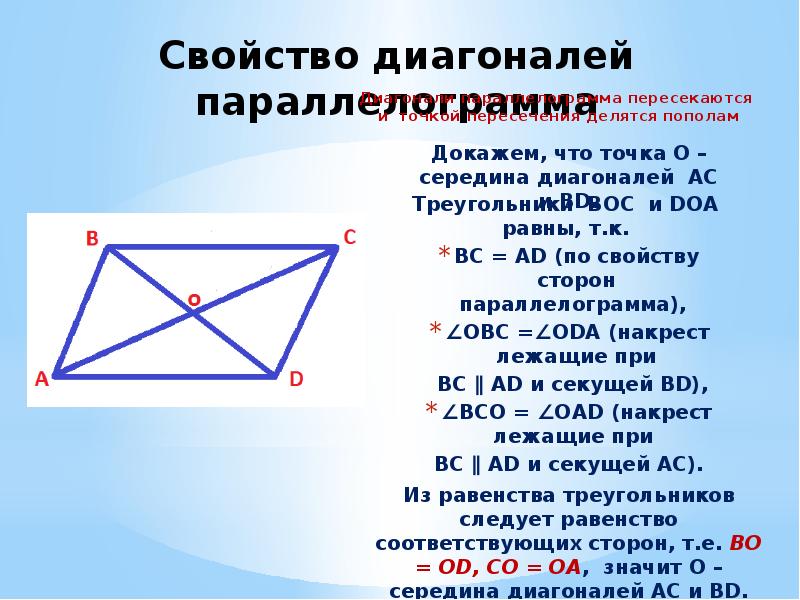 На рисунке диагонали параллелограмма mnpq пересекаются в точке о докажите что четырехугольник abcd