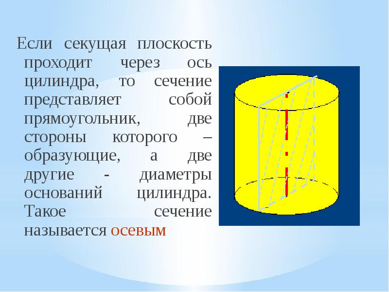 Ось цилиндра образующим основания цилиндра. Секущая плоскость проходит через ось цилиндра. Ось цилиндра. Продольная ось цилиндра. Если секущая плоскость проходит через ось цилиндра.